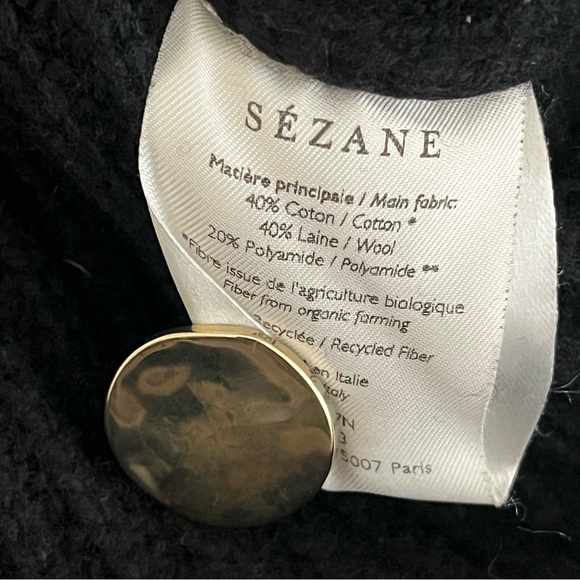 Sezane Lucas Jumper, Organic Cotton and Wool Sweater, Black, Size Medium - Picture 6 of 10